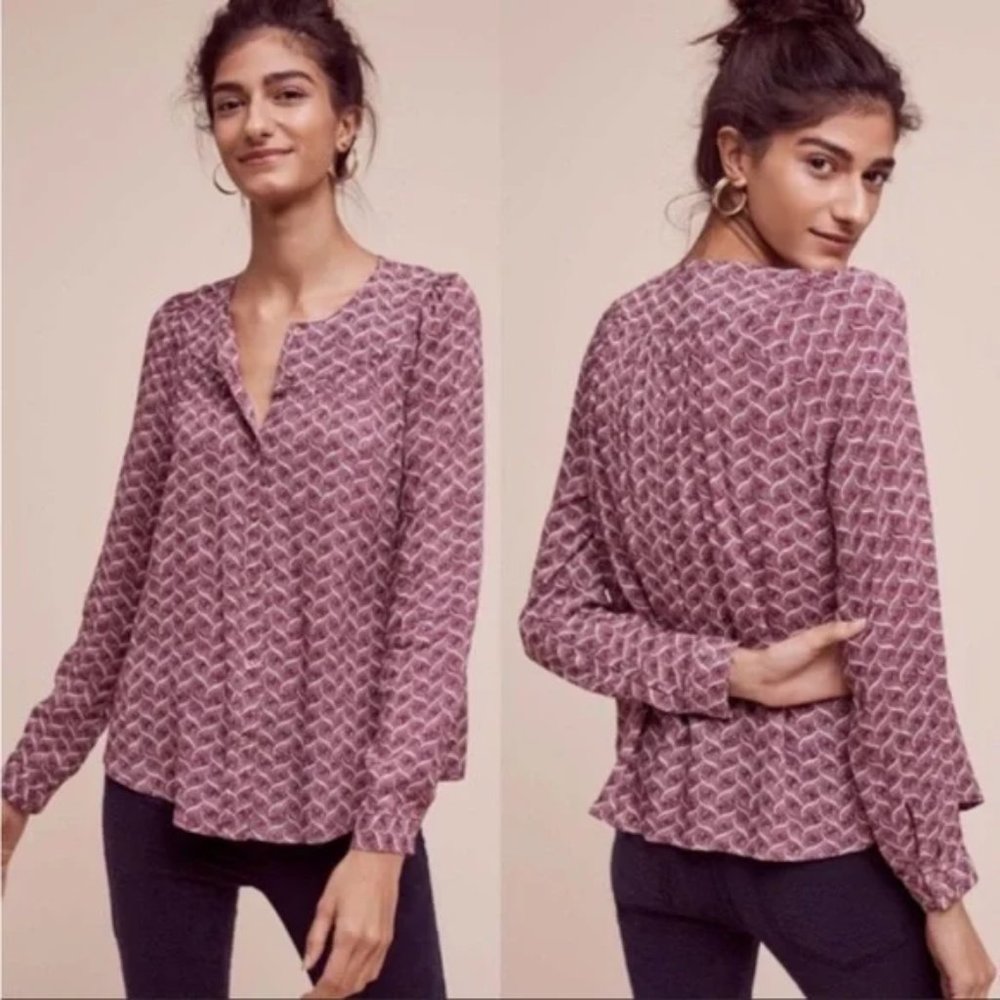 Anthropologie Maeve Orli Bibbed Button Down Blouse
